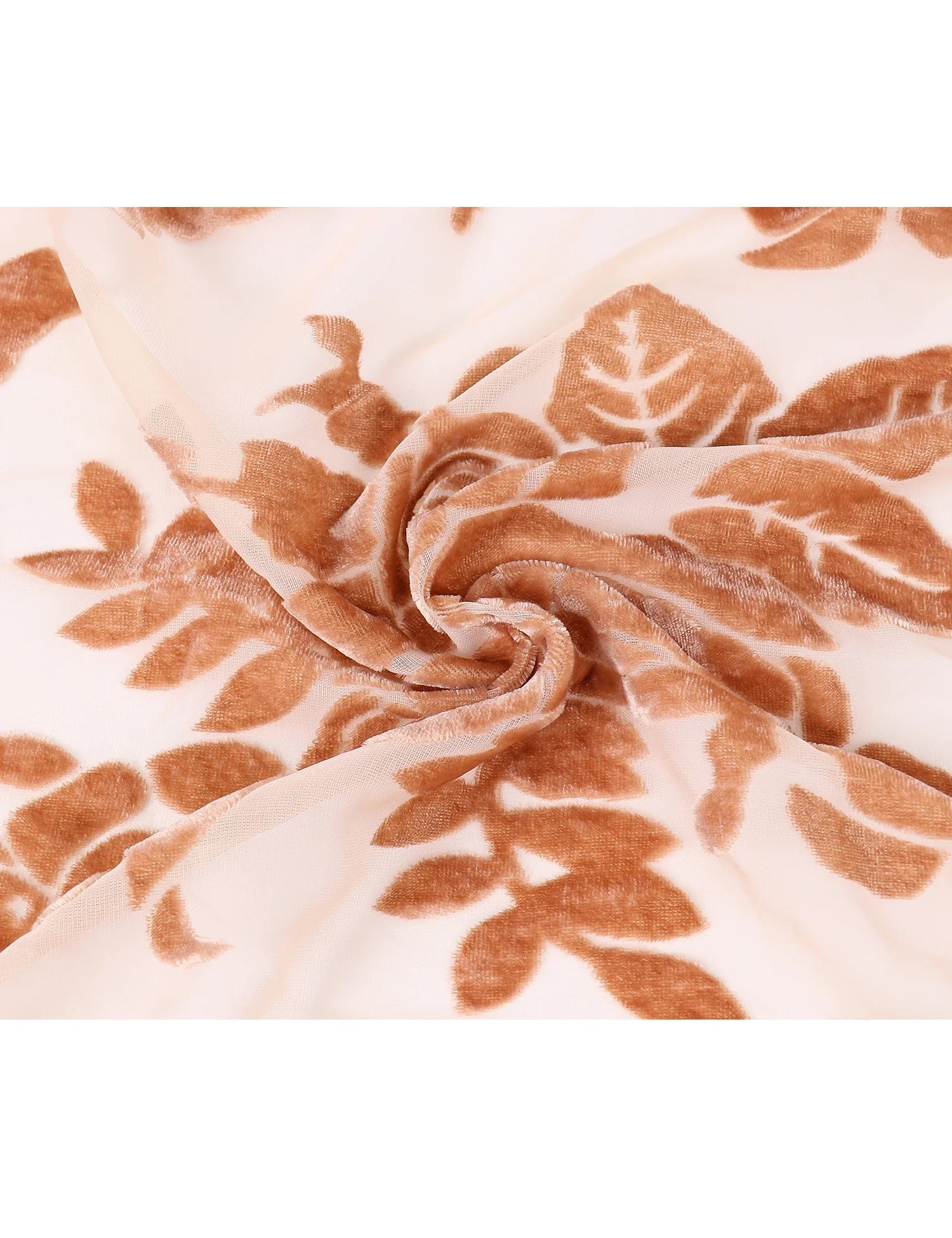 Peach Blossom Floral Print Velvet Burnout Kimono