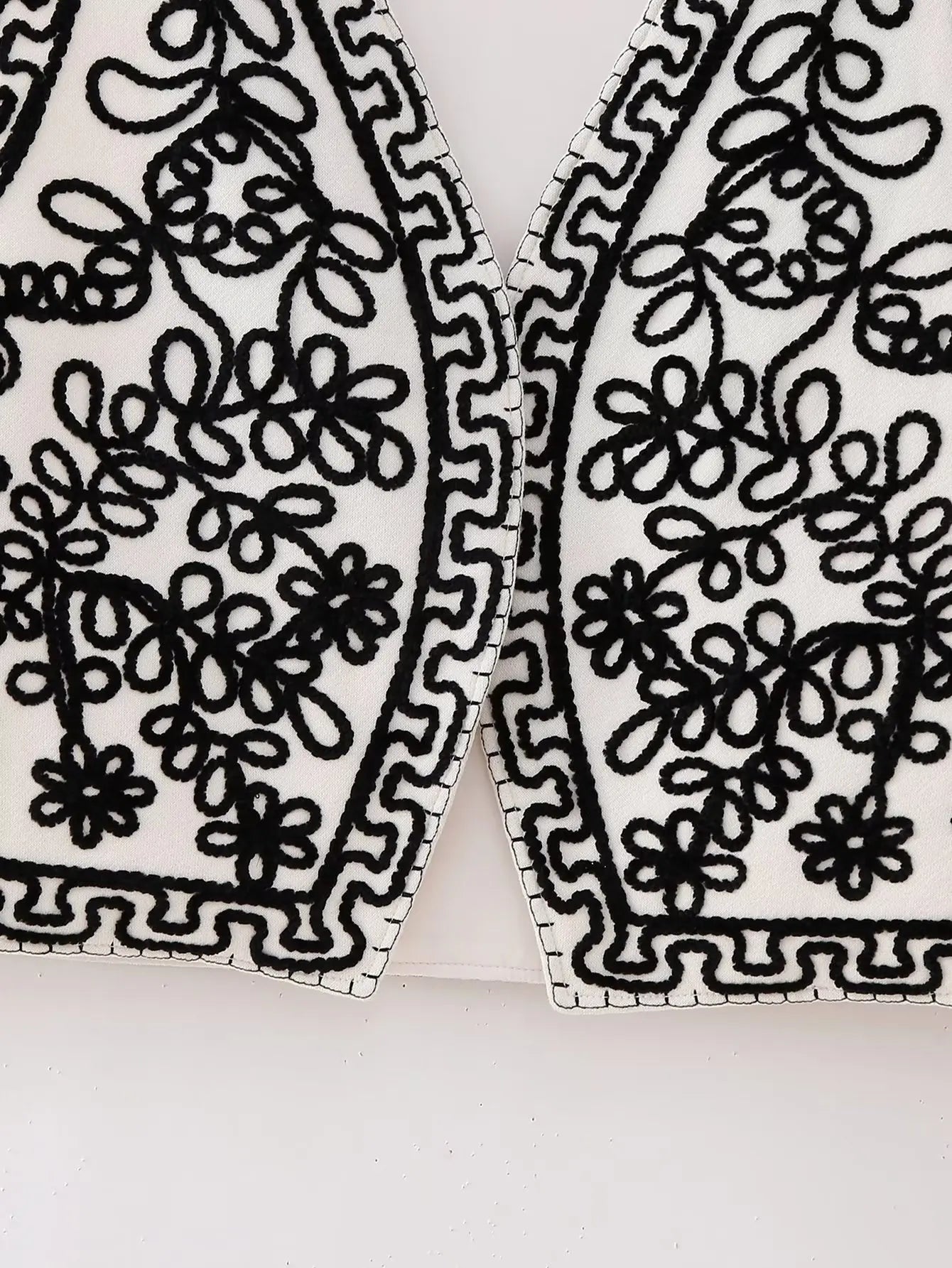 Black Bloom Boho Floral Embroidered Vest