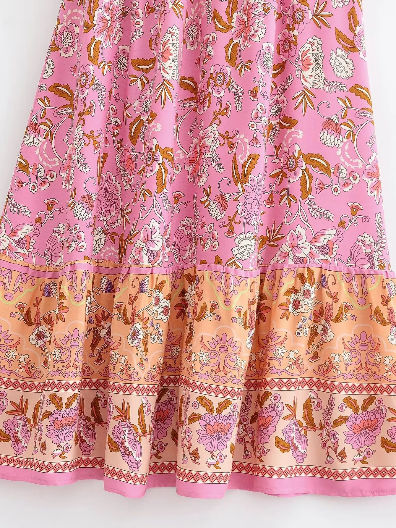 Pink Meadow Floral Print Boho Maxi Skirt