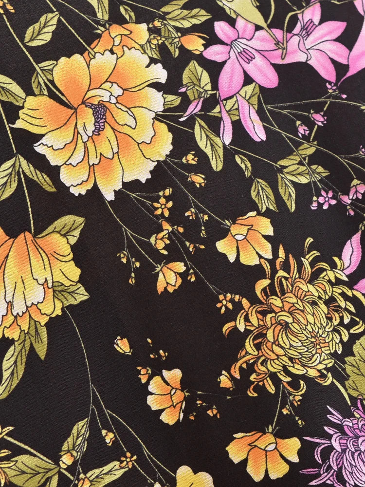 Dark Butterfly Boho Floral Print Crop Top
