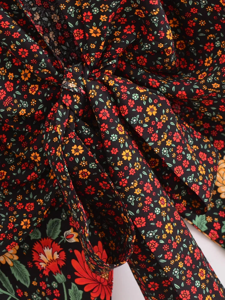 Raven Romance Boho Floral Print Crop Top