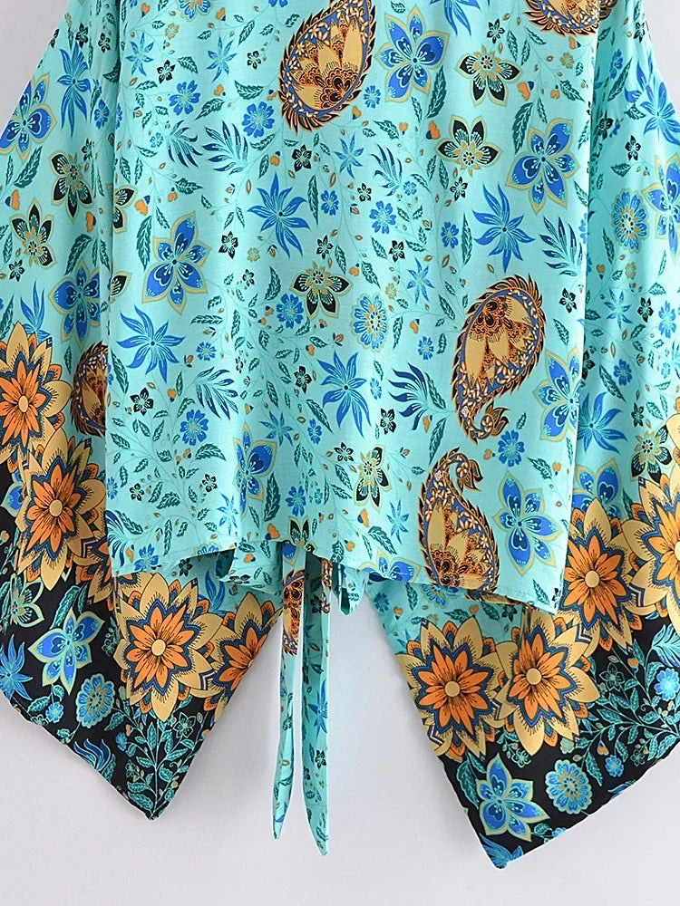 Serenity Bloom Boho Floral Print Crop Top