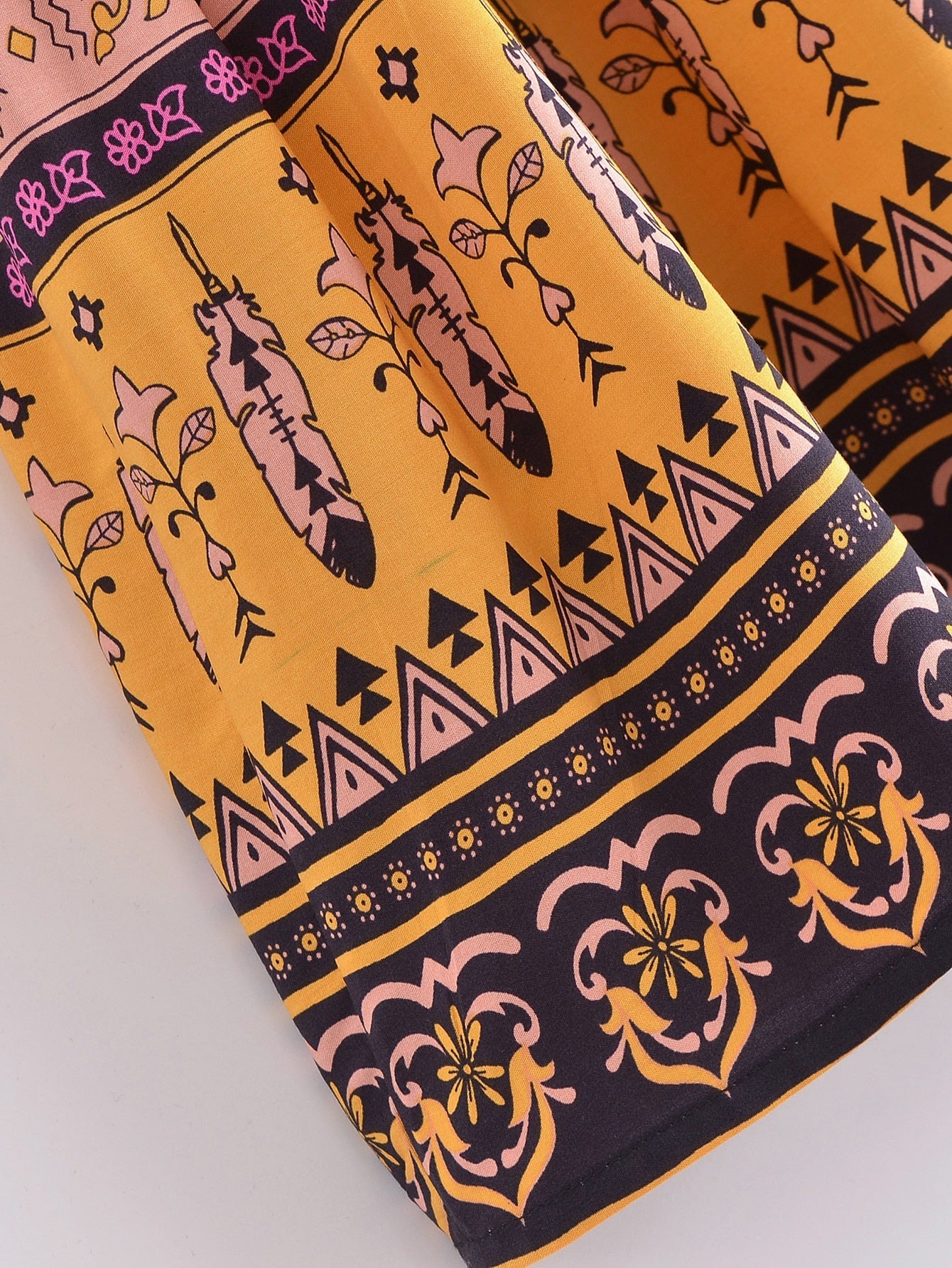 Gypsy Feather Floral Print Boho Maxi Skirt