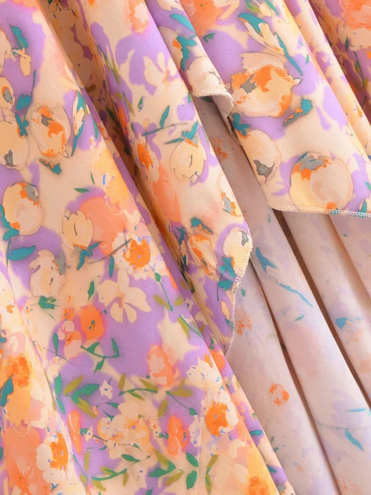 Soft Petals Boho Floral Print Maxi Dress