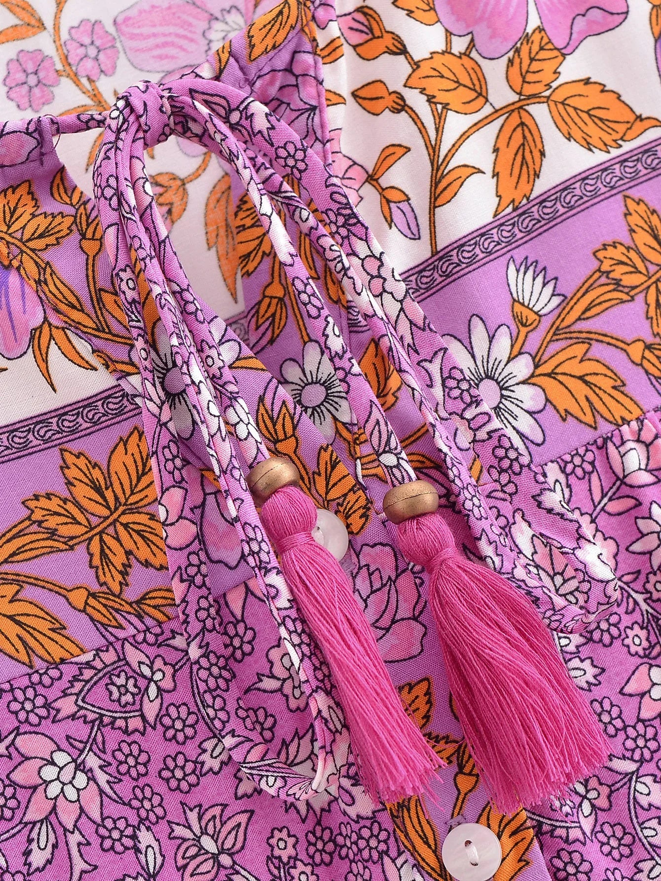 Rosy Pink Boho Floral Print Mini Dress