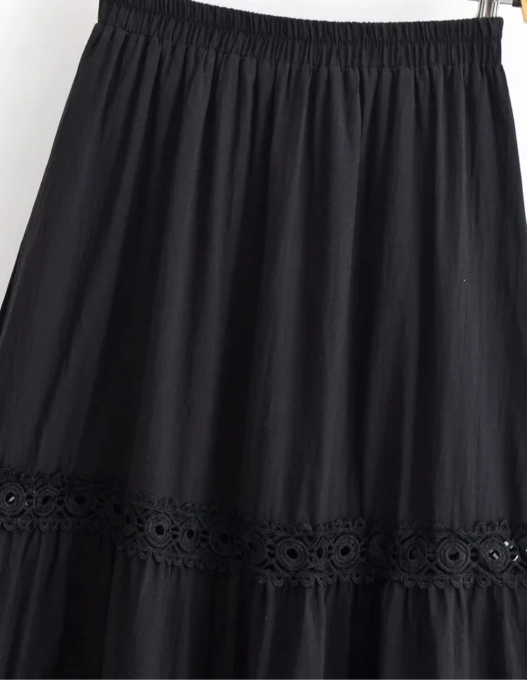 Moonlit Veil Boho Midi Skirt