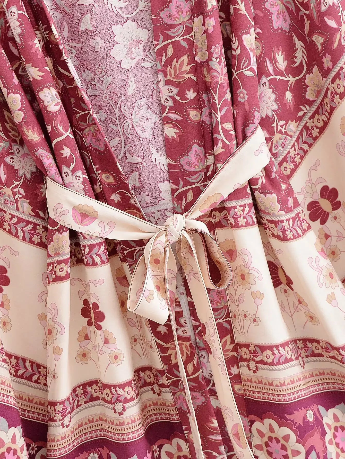 Wild Berry Bloom Boho Floral Print Short Robe