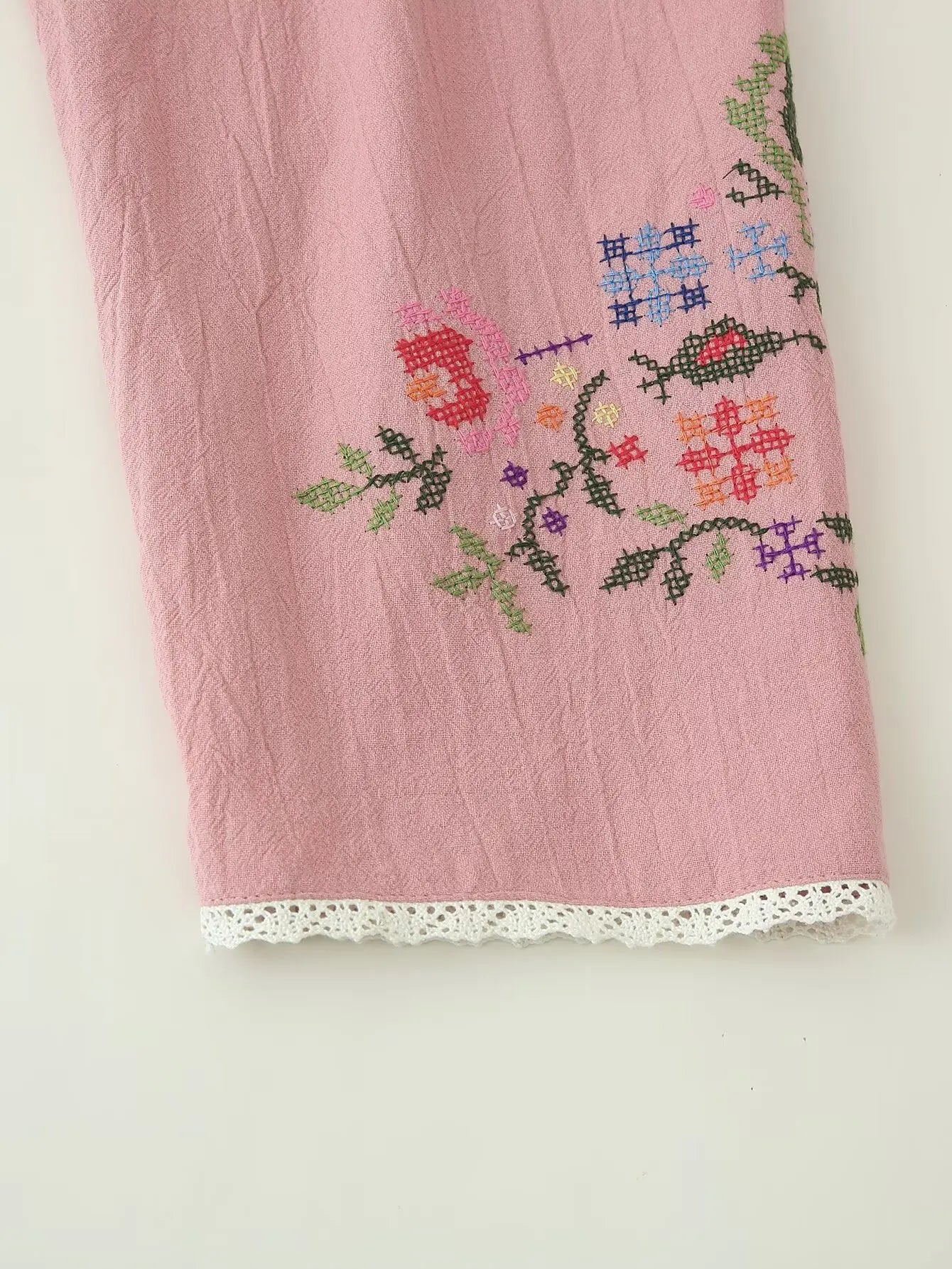 Blush Meadow Floral Embroidered Boho Cardigan