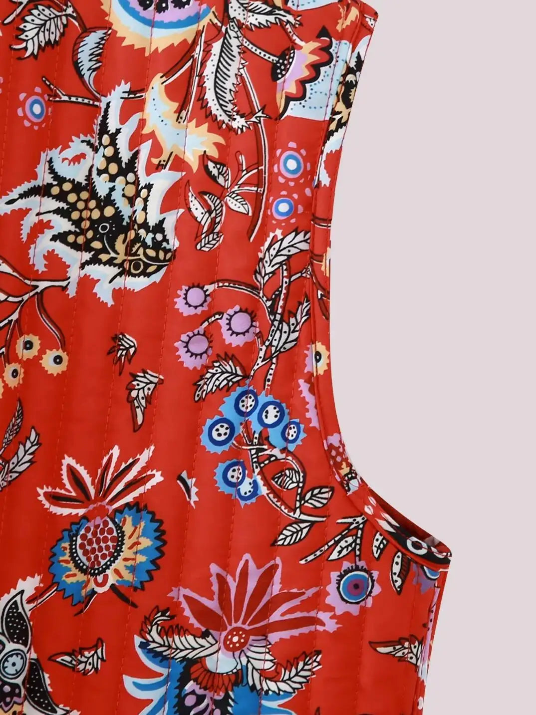 Red Reversible Boho Floral Vest