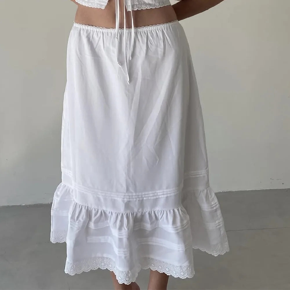 White Dawn Lace Midi Skirt