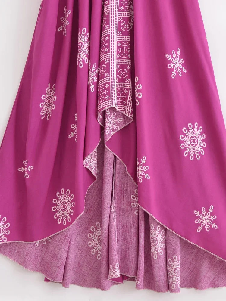 Roseberry Dreams Boho Floral Print Maxi Dress