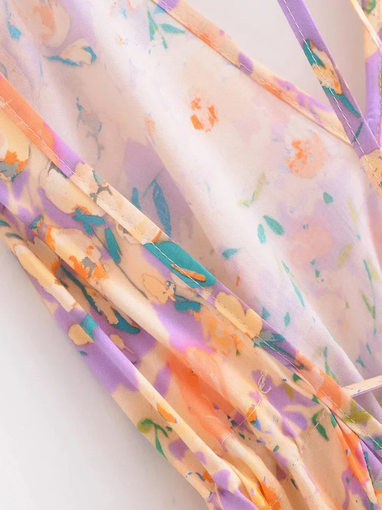 Soft Petals Boho Floral Print Maxi Dress