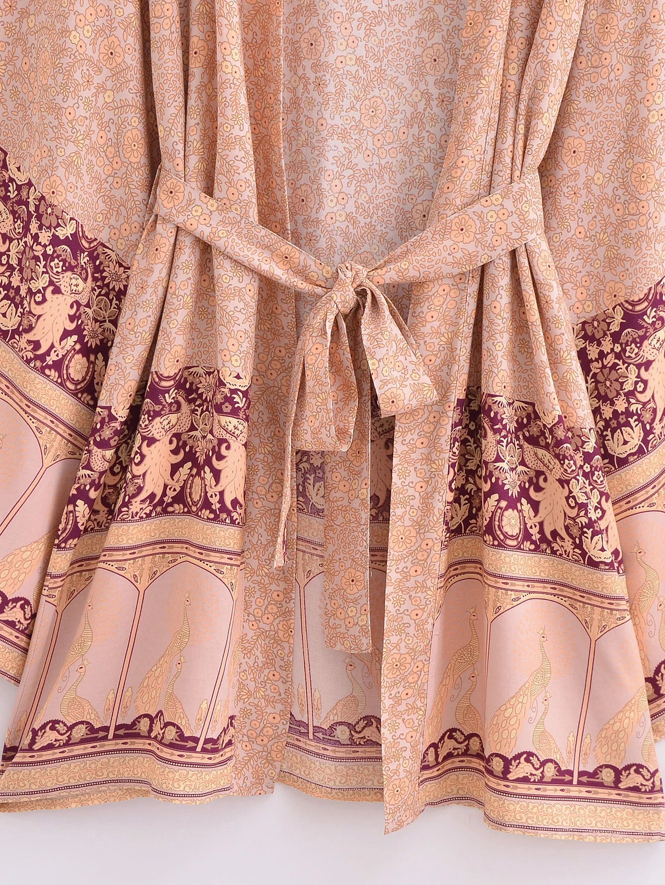 Coral Serenade Boho Floral Print Short Robe