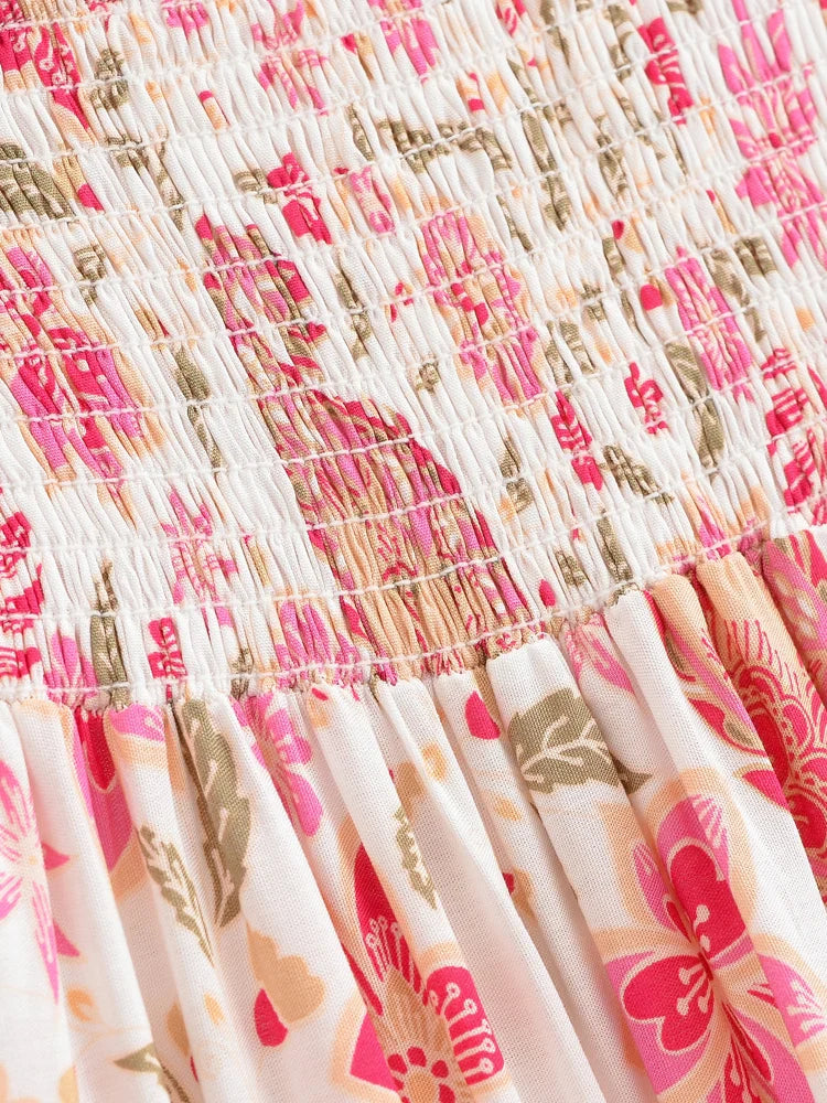 Cherished Bloom Boho Floral Print High-Low Maxi Skirt