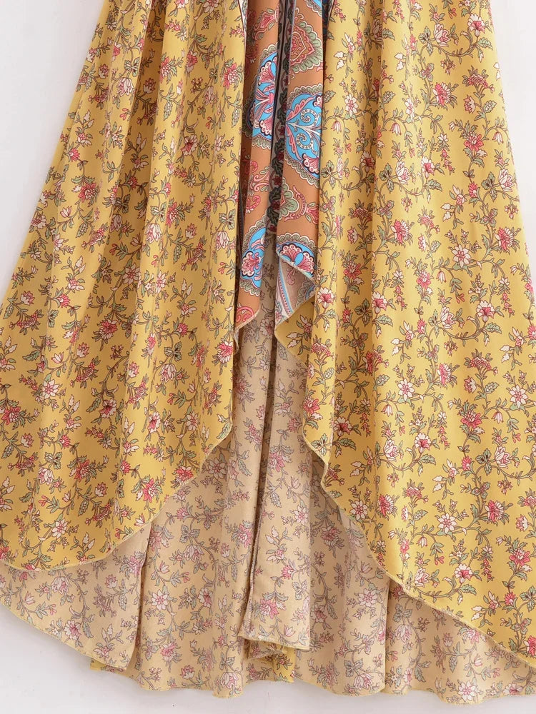 Sunset Dreamer Boho Floral Print Maxi Dress