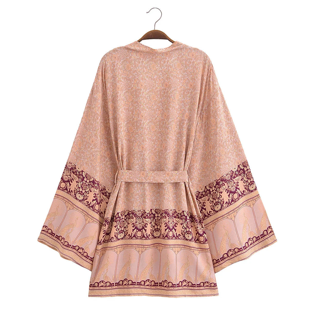 Coral Serenade Boho Floral Print Short Robe