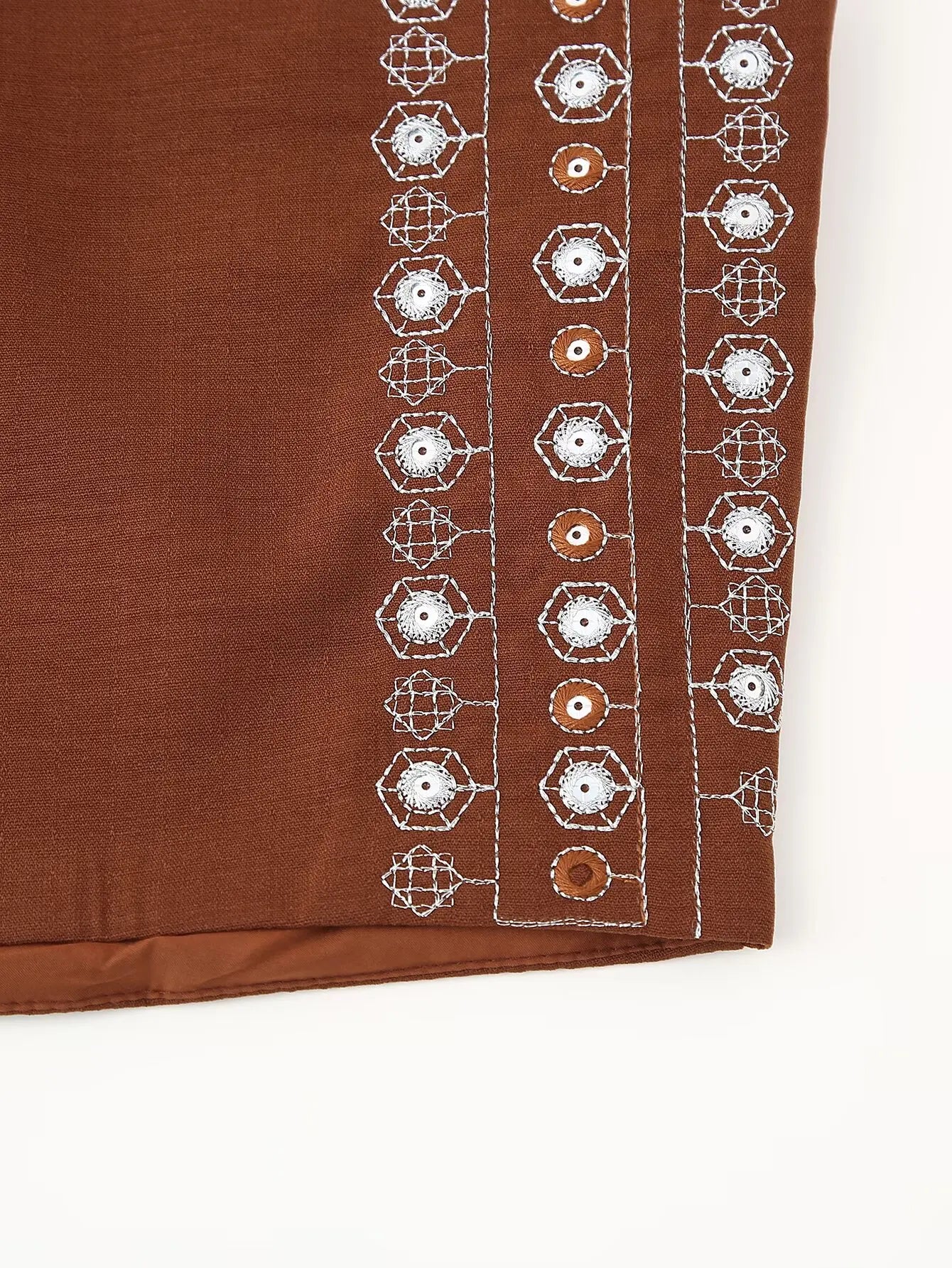Rustic Spice Boho Sequin Embroidered Vest