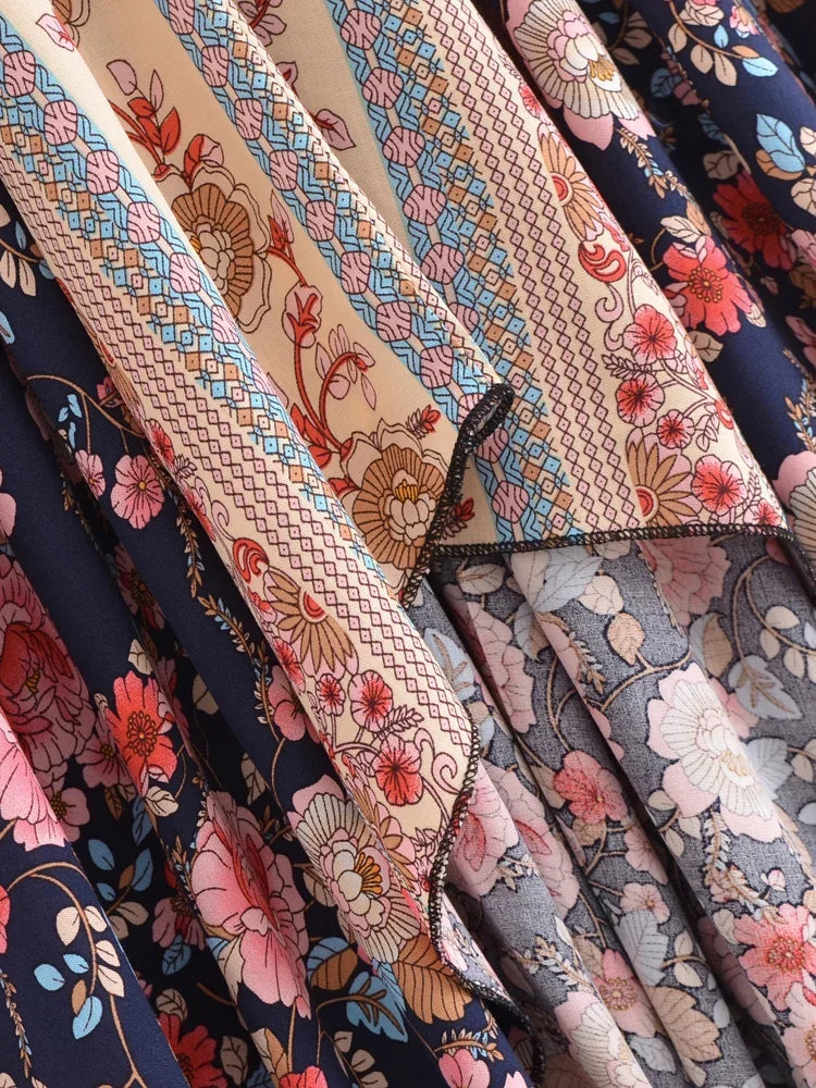 Rose Embrace Boho Floral Print Maxi Dress