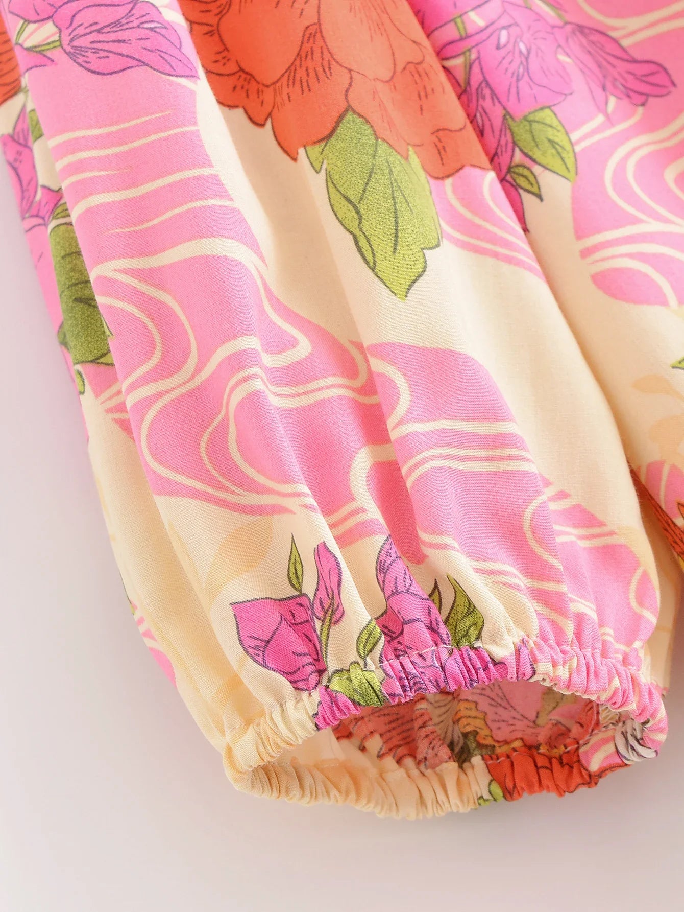 Paradise Sunset Boho Floral Print Long Sleeve Maxi Dress
