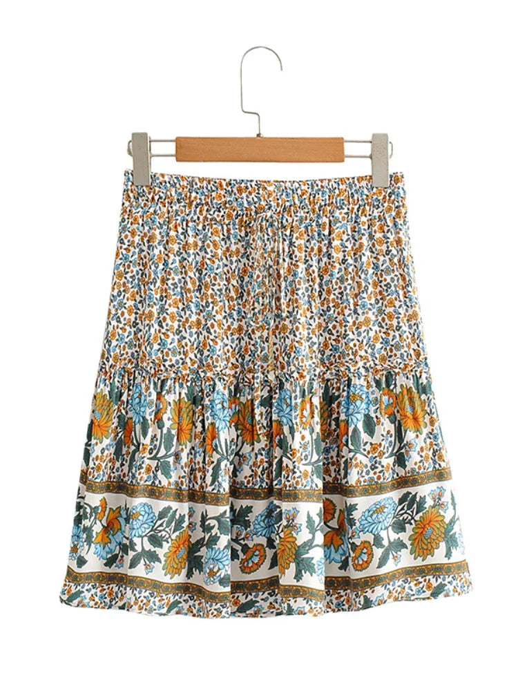 Garden Blooms Floral Print Mini Skirt