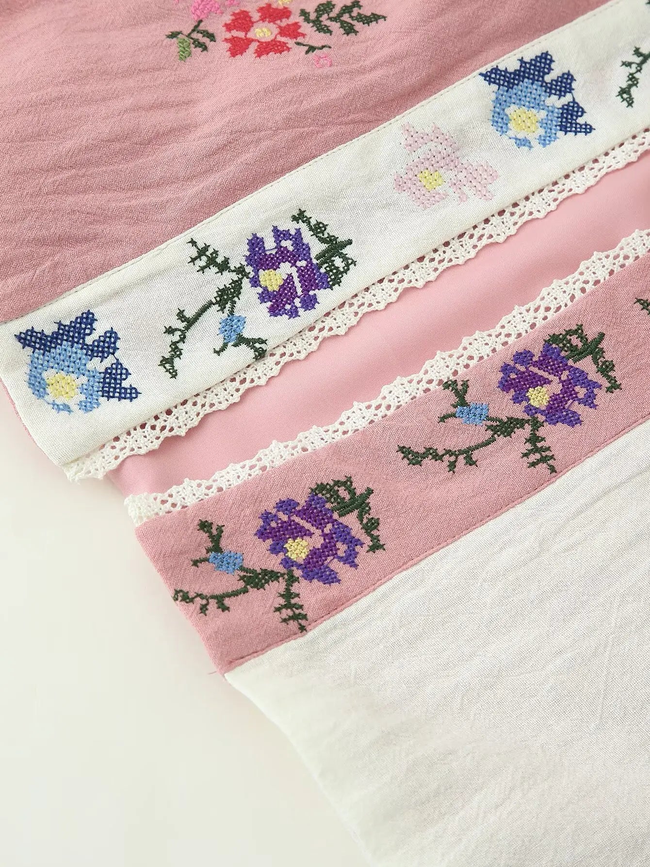 Blush Meadow Floral Embroidered Boho Cardigan