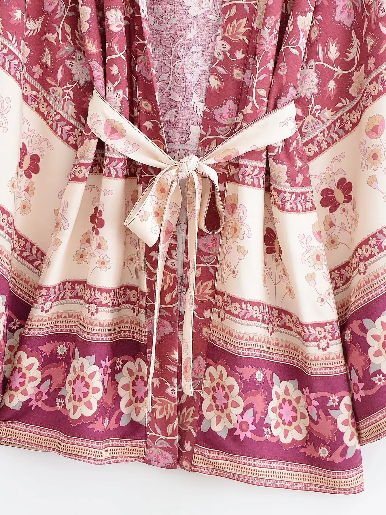 Wild Berry Bloom Boho Floral Print Short Robe