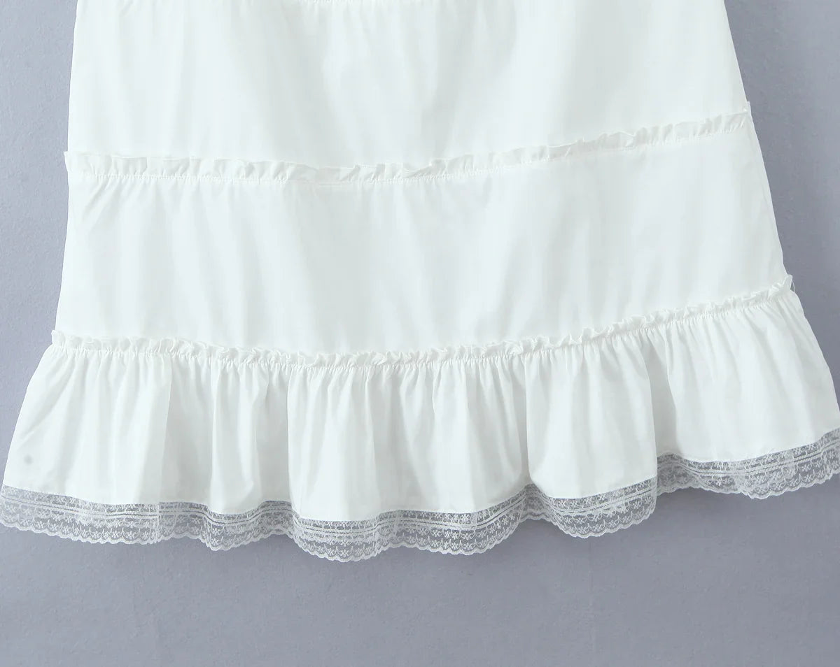 Heavenly White Boho Ruffle Maxi Skirt