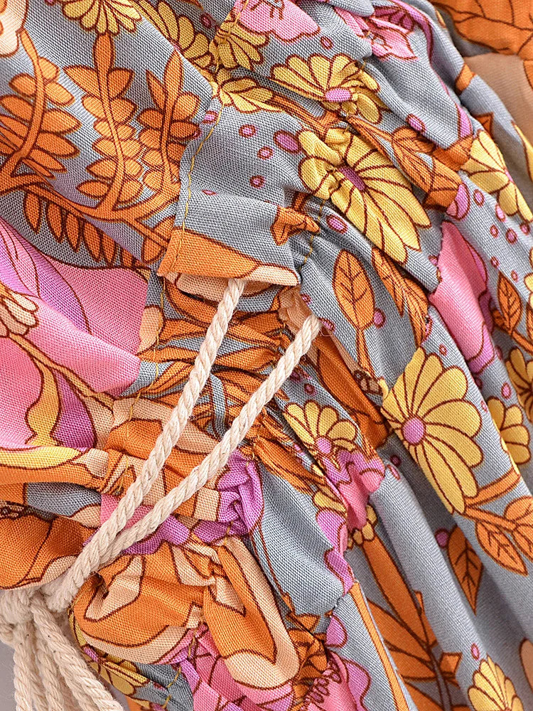 Forever Floral Boho Floral Print Midi Dress