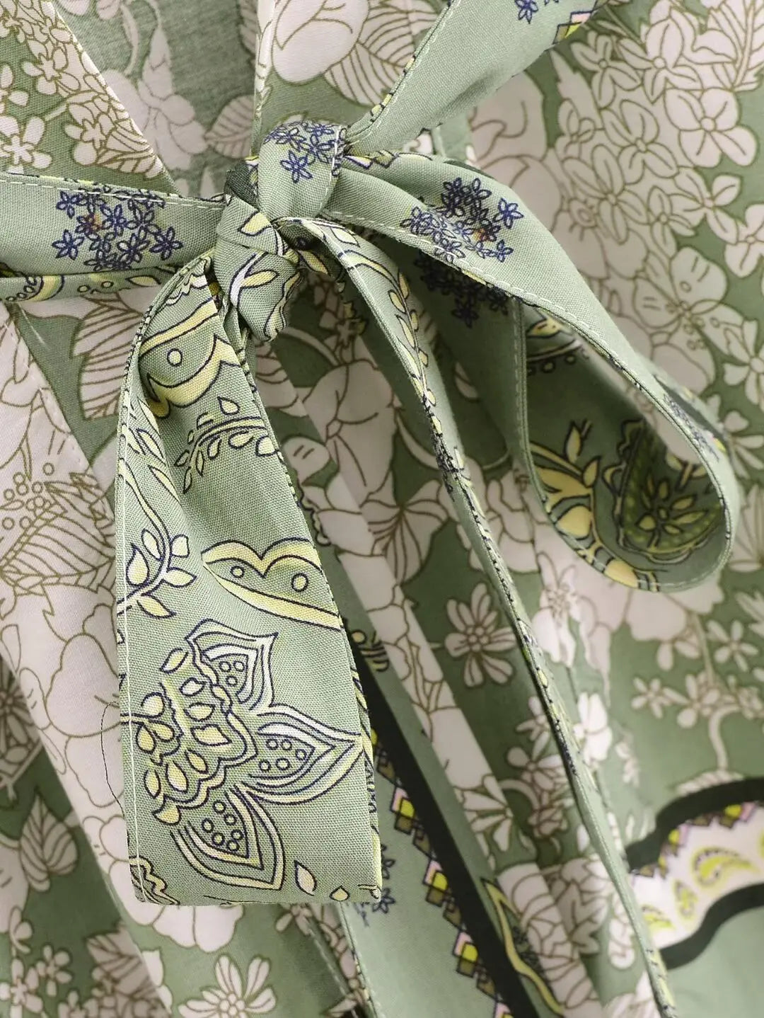 Sagewood Bloom Boho Floral Print Short Robe