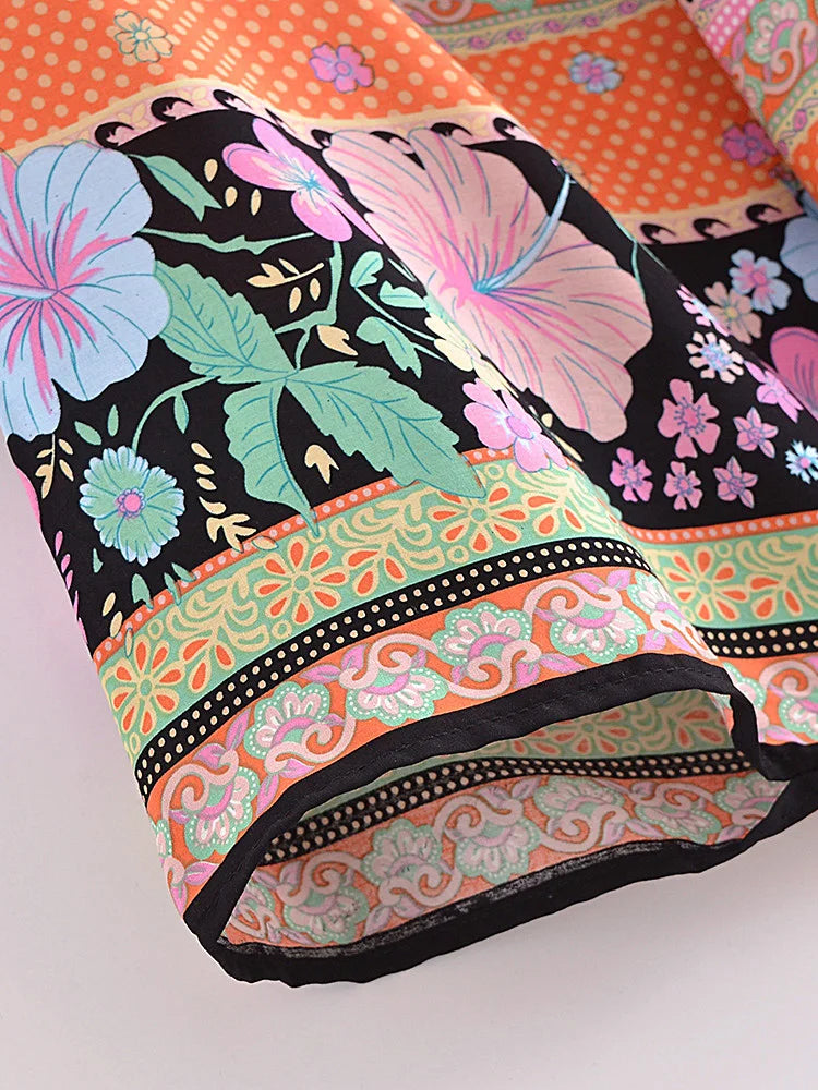 Hibiscus Dream Boho Floral Print Short Robe