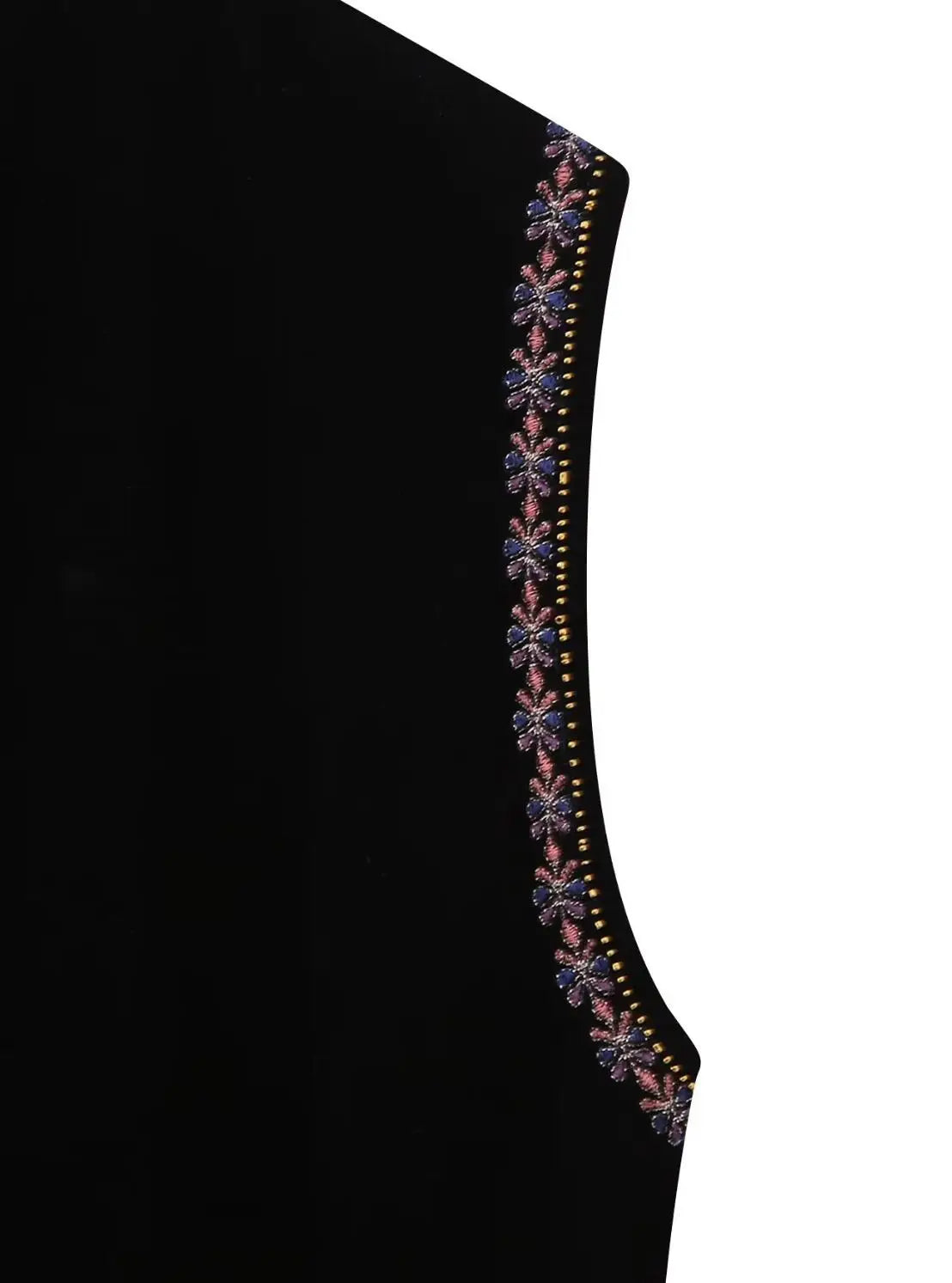 Black Shimmer Boho Sequin Embroidered Vest