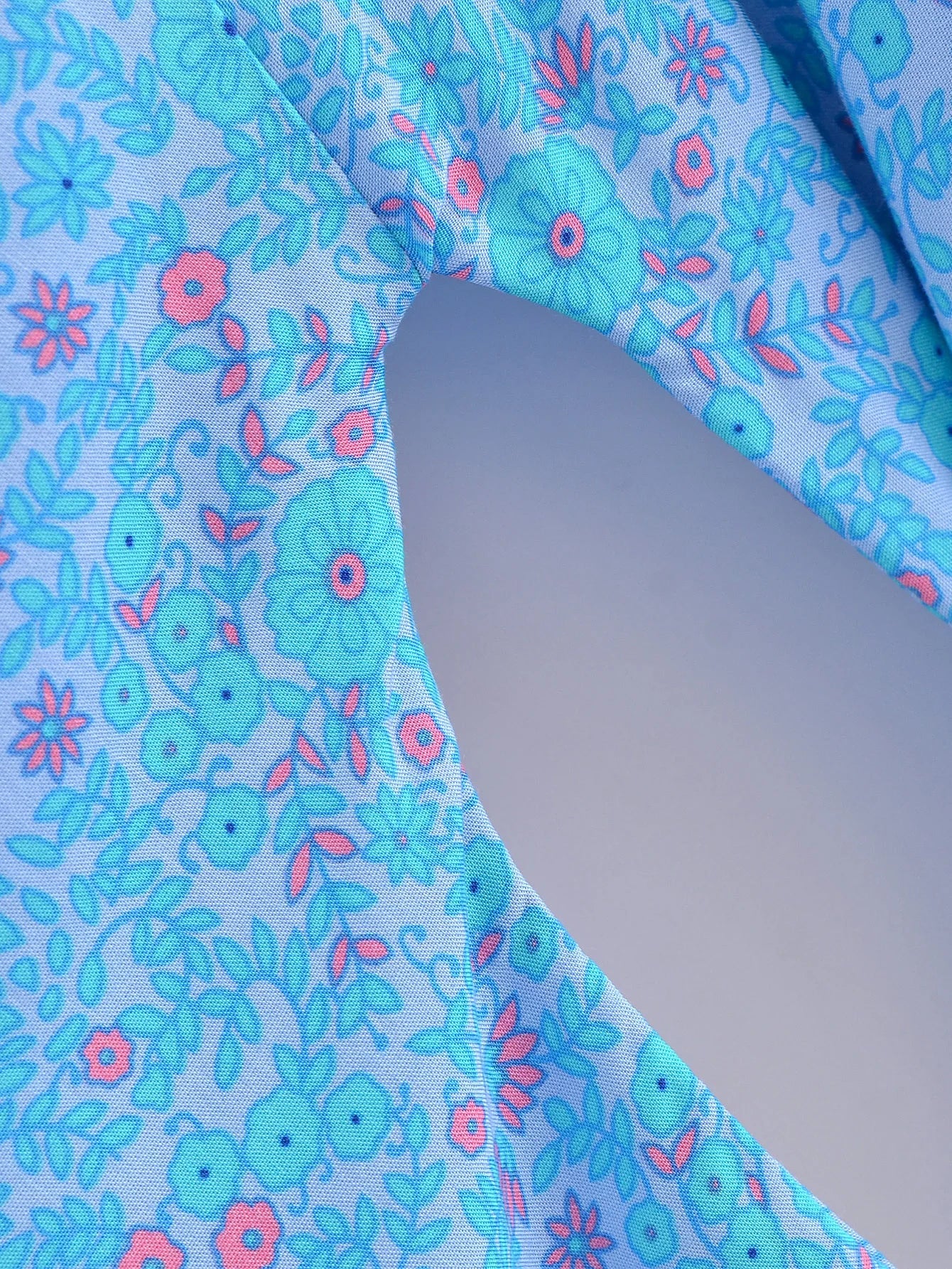 Sapphire Serenade Boho Floral Print Short Robe