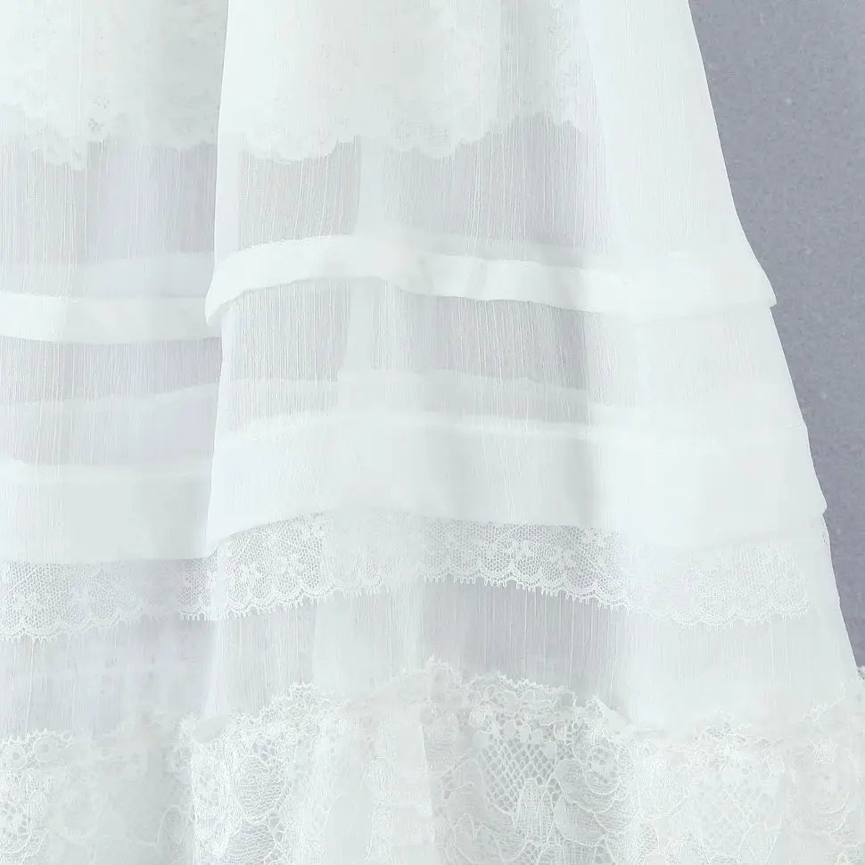 Whispering Lace Semi-Sheer Midi Skirt