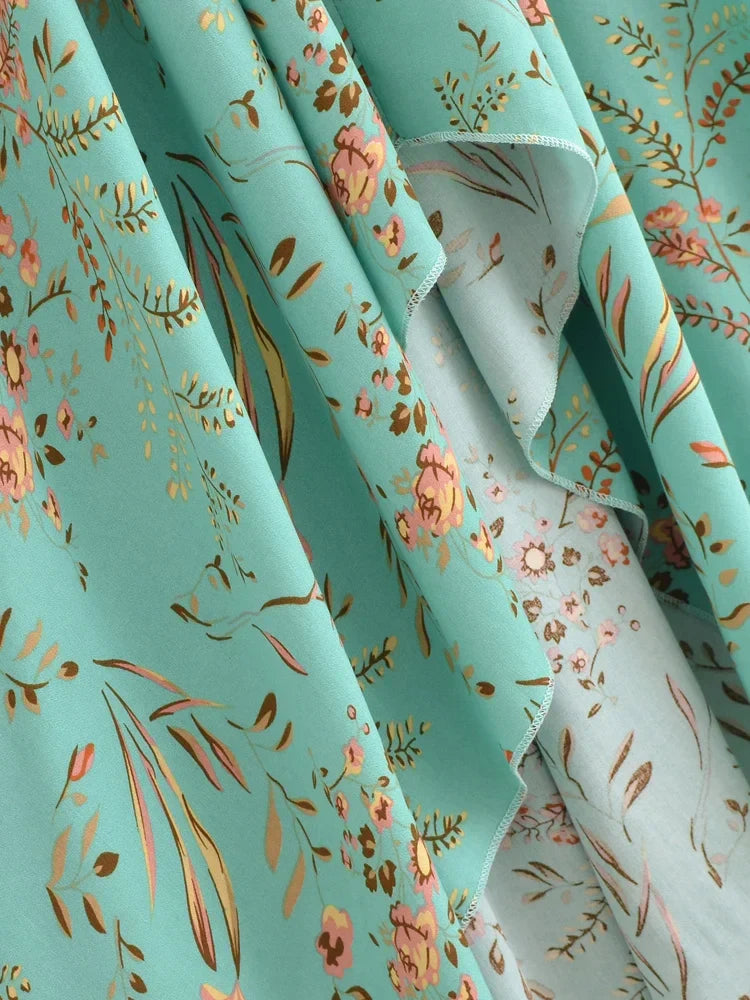 Whispers of Romance Boho Floral Print Maxi Dress
