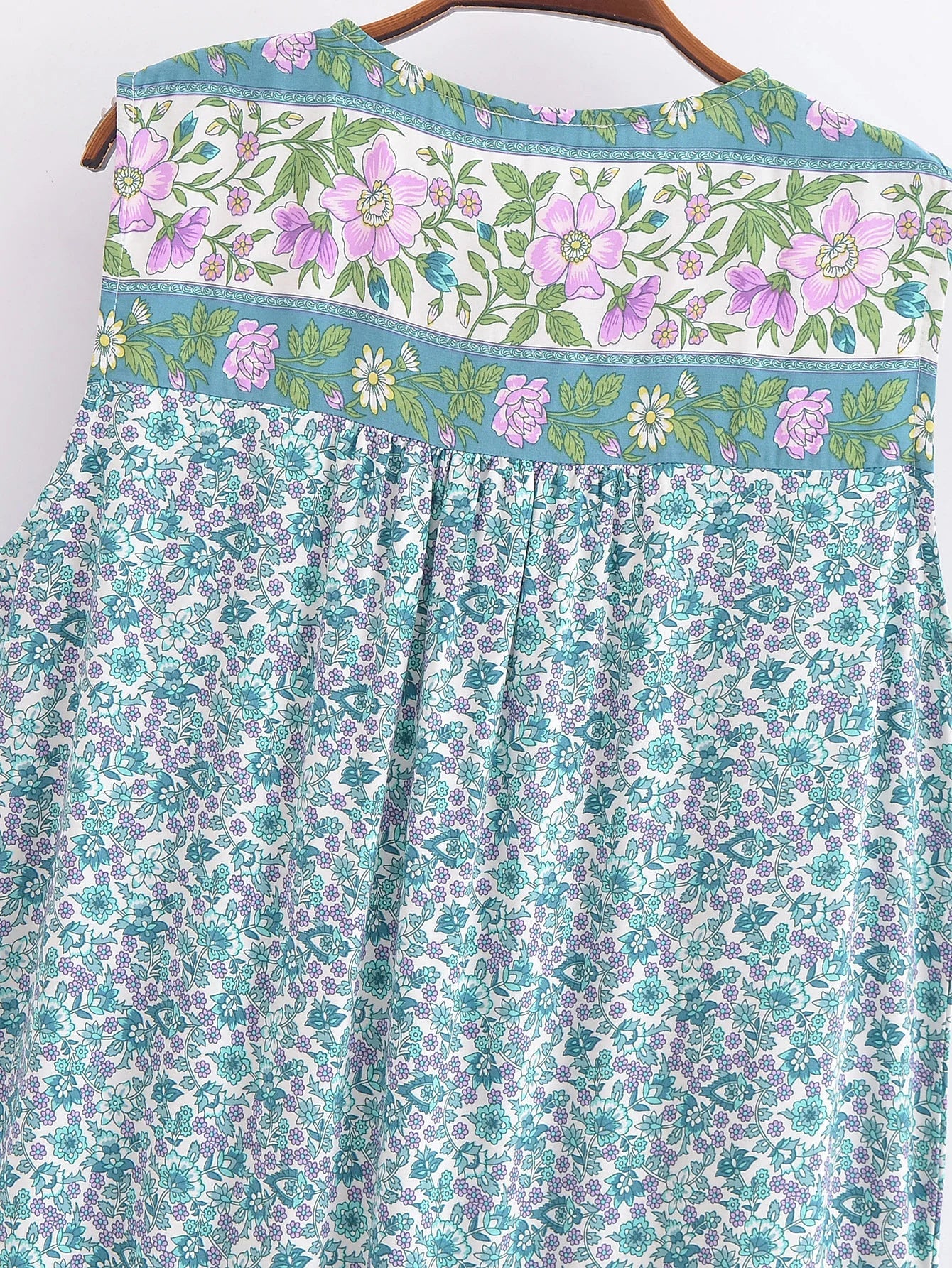 Cyan Dream Boho Floral Print Mini Dress