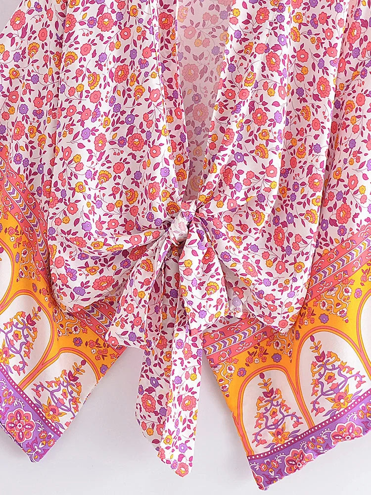 Blushing Petal Boho Floral Print Crop Top