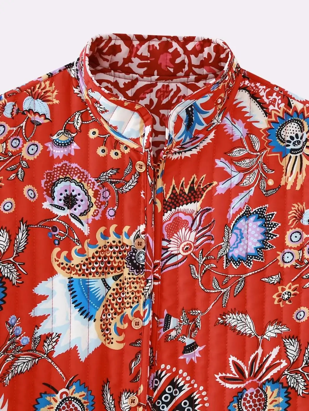 Red Reversible Boho Floral Vest