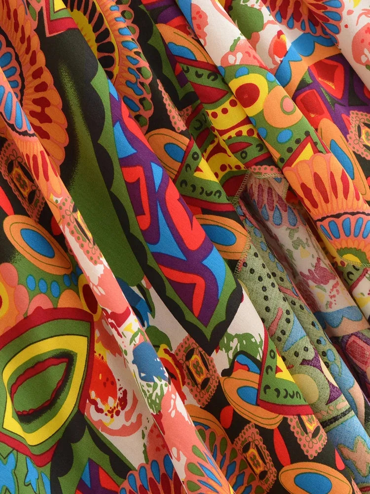 Psychedelic Sunrise Boho Floral Print Maxi Dress