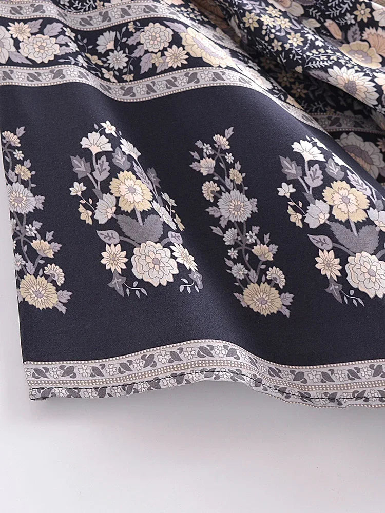 Moonlit Bloom Boho Floral Print Crop Top