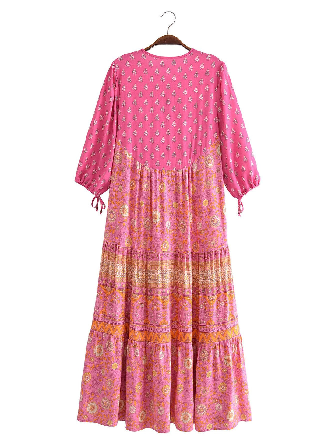 Capri Pink Boho Floral Print Midi Dress