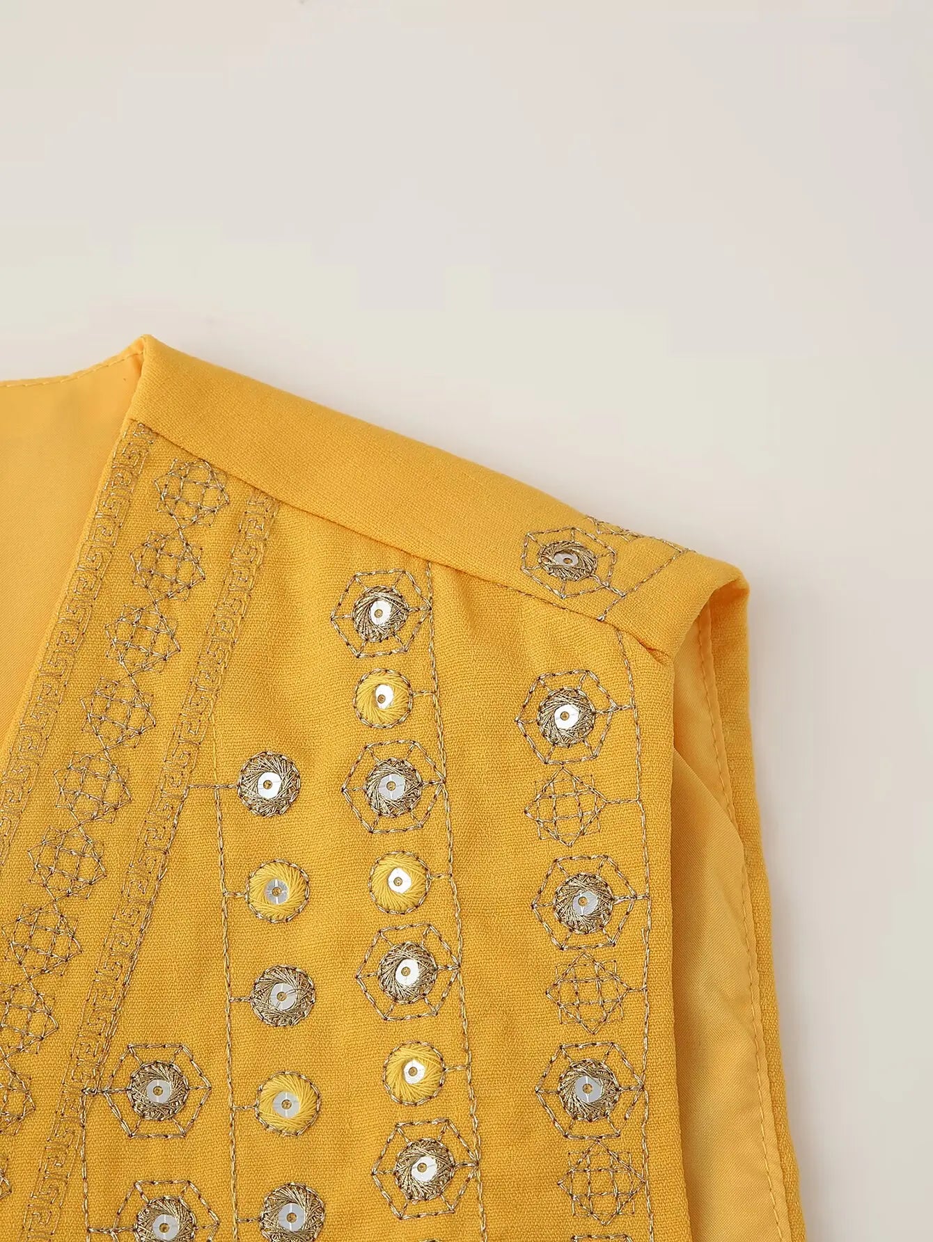 Sunlit Boho Sequin Embroidered Vest