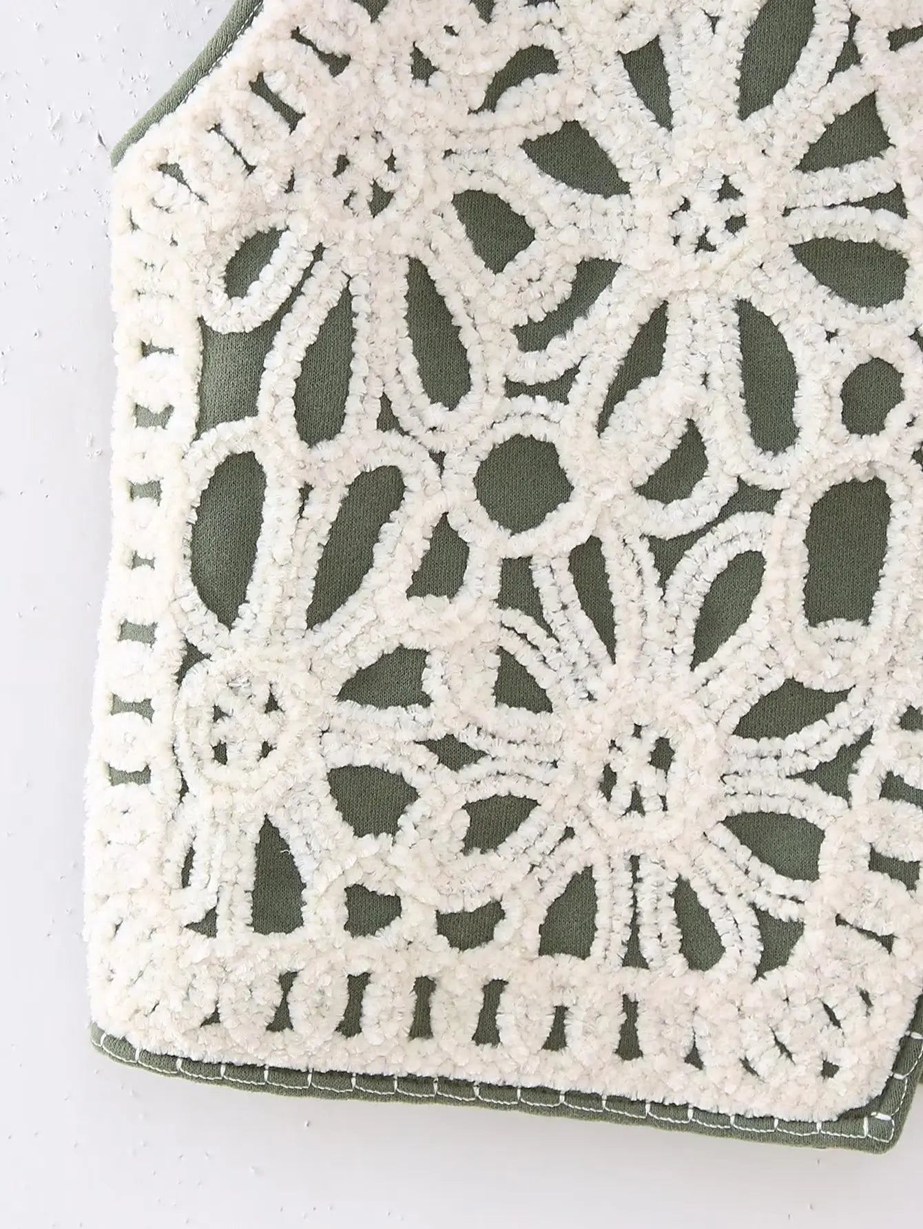 Moss Blossom Boho Floral Embroidered Vest