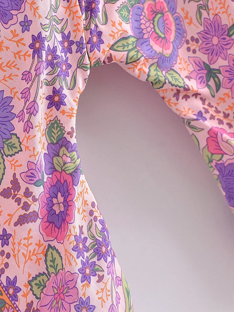 Enchanted Pink Boho Floral Print Crop Top
