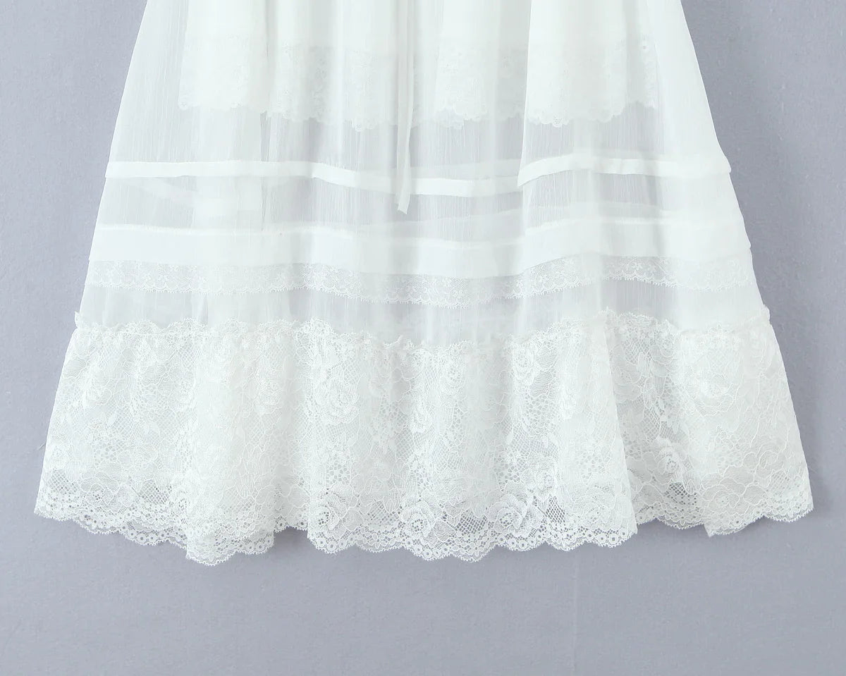 Whispering Lace Semi-Sheer Midi Skirt