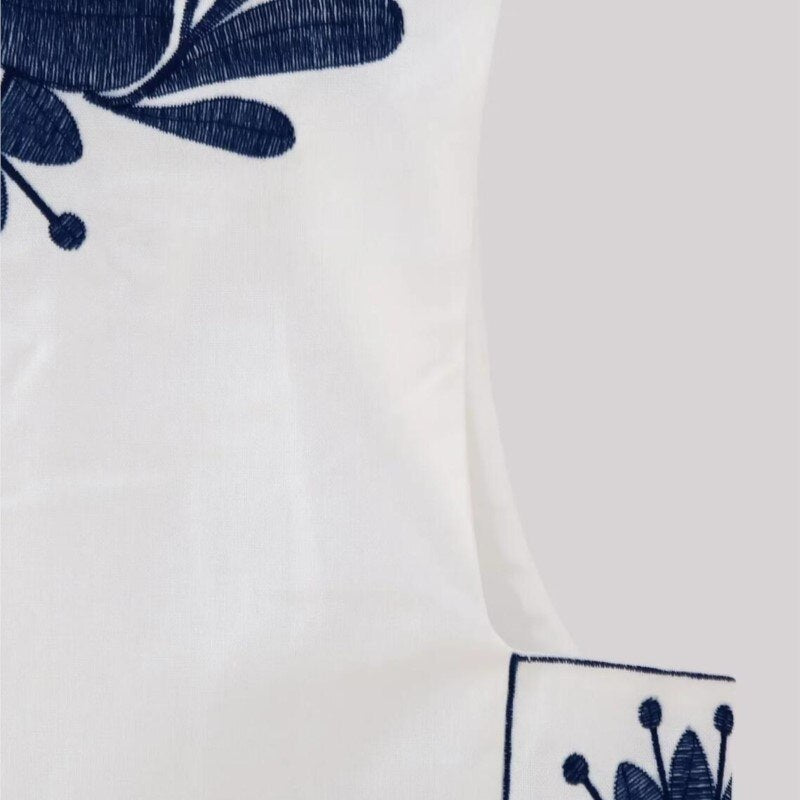 Blue Boho Floral Embroidered Vest