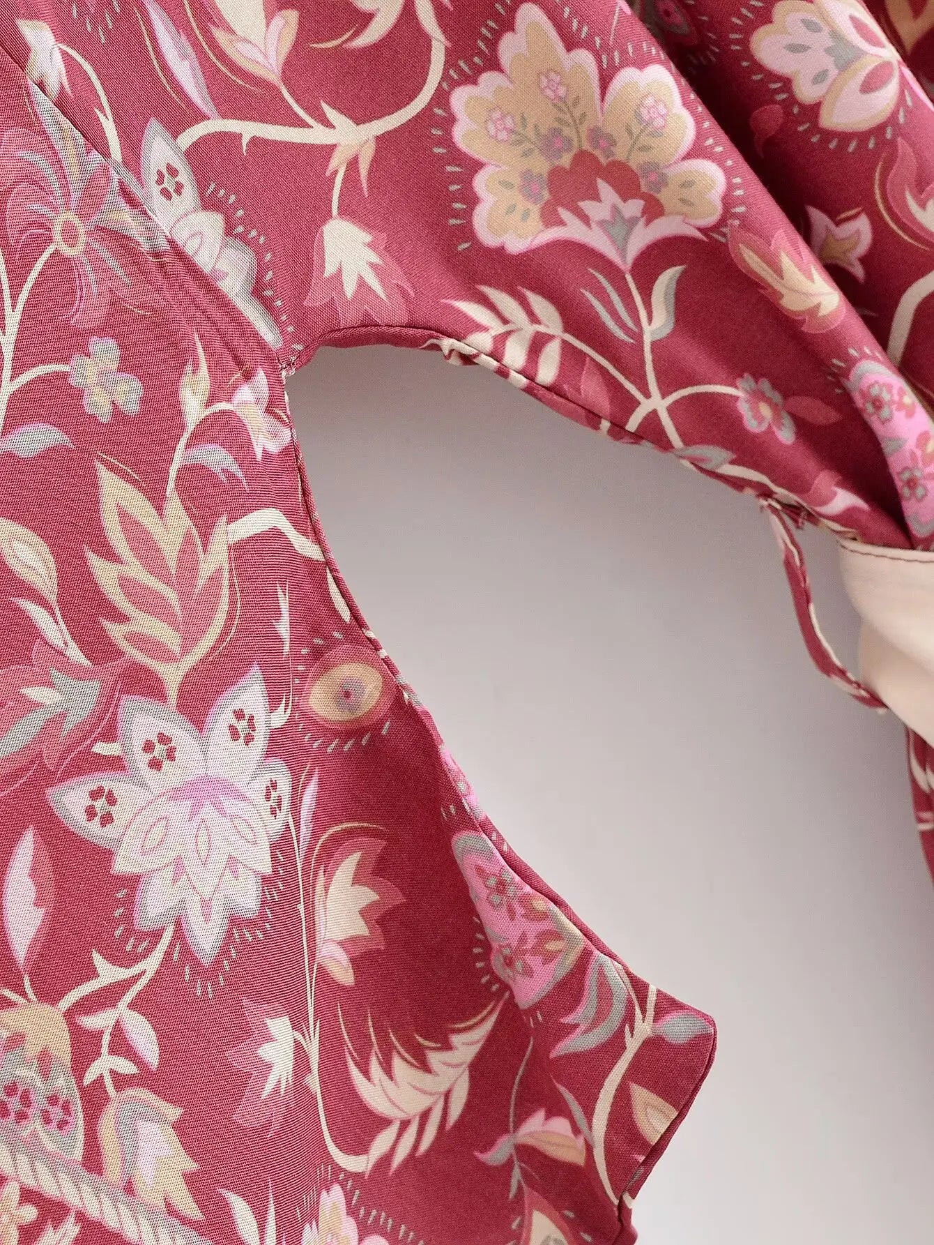 Wild Berry Bloom Boho Floral Print Short Robe