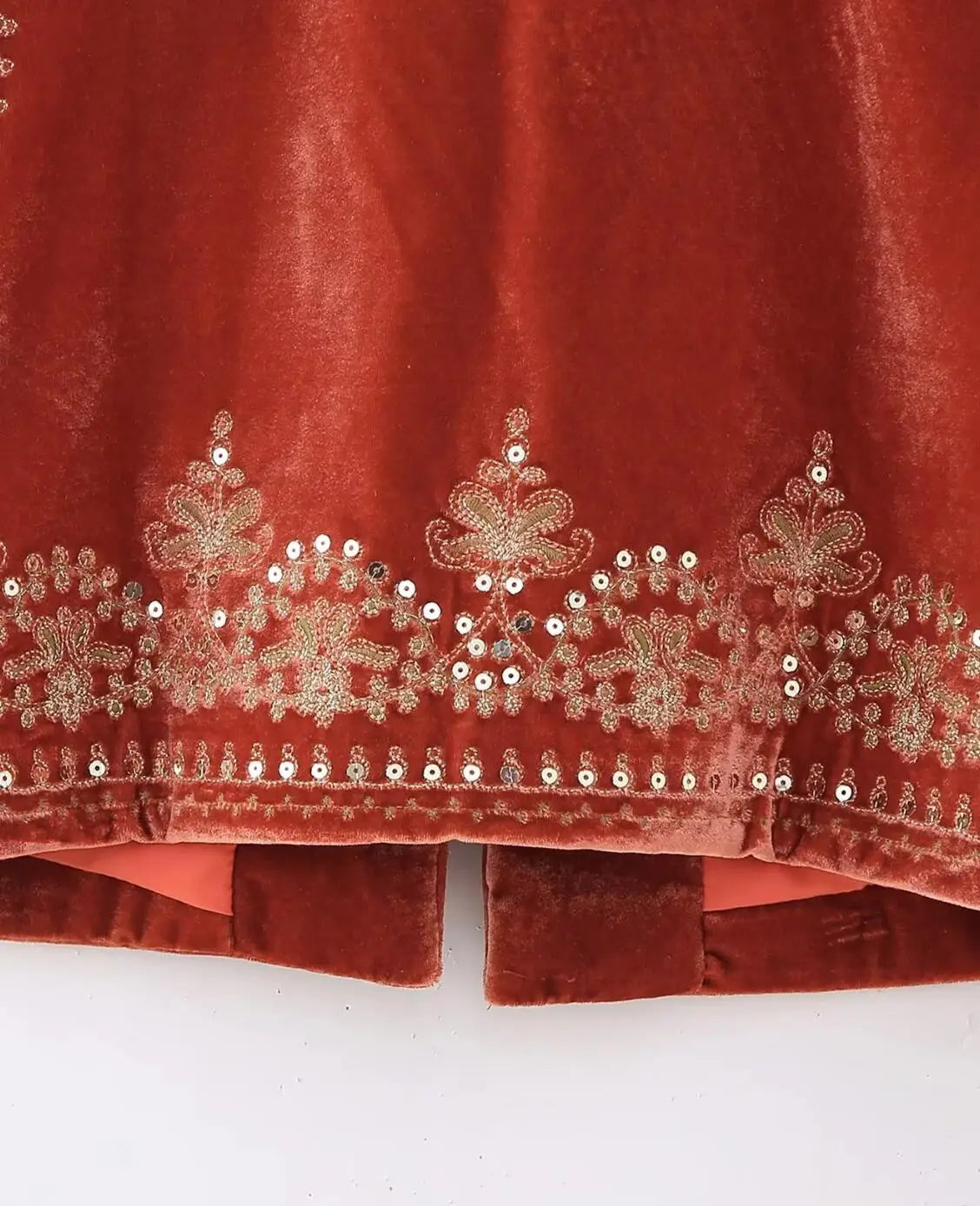 Red Boho Sequin Embroidered Vest